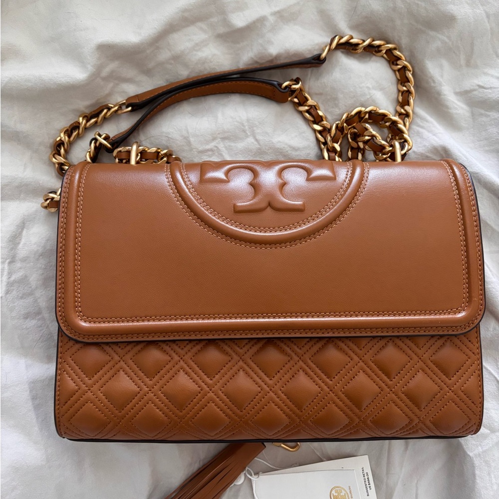 Tory Burch Brown Quilted Leather Shoulder Bag